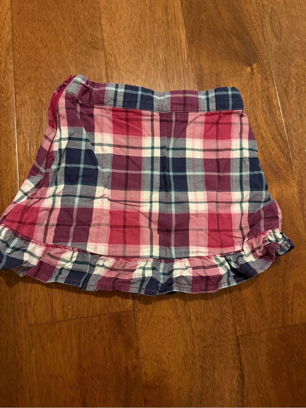 Janie & Jack Pink & Navy Plaid Ruffle Skirt